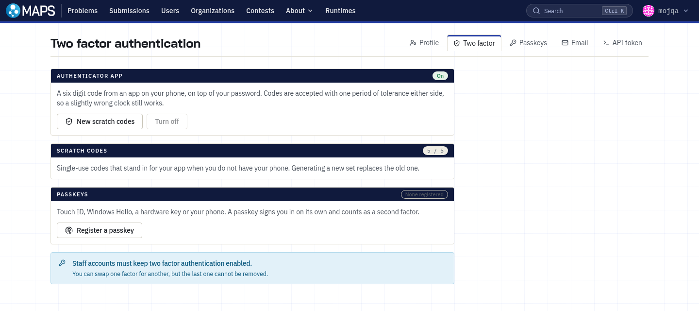 The two-factor page